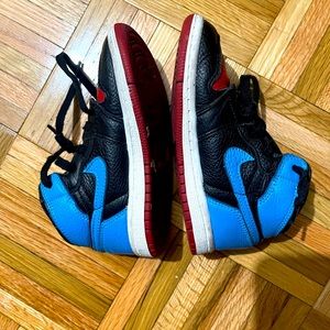 Red blue and black toddlers Jordan 1s